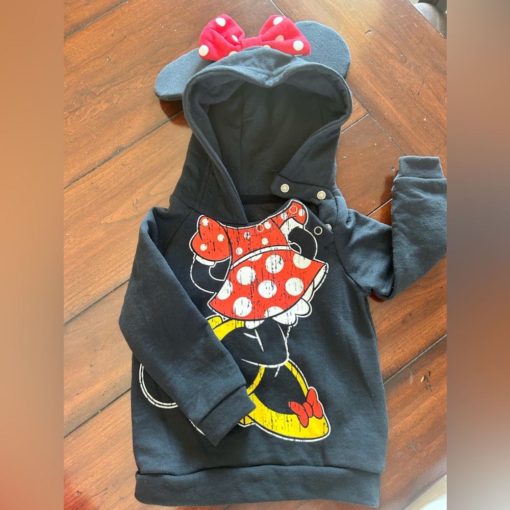 Disney Parks Minni Mouse Hoodie with ears. Kids size 18 months
